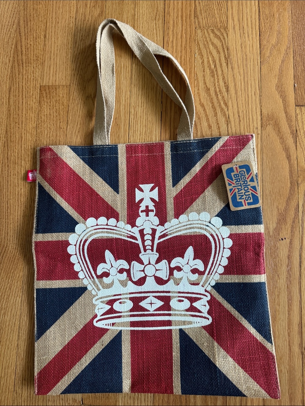 British flag burlap bag